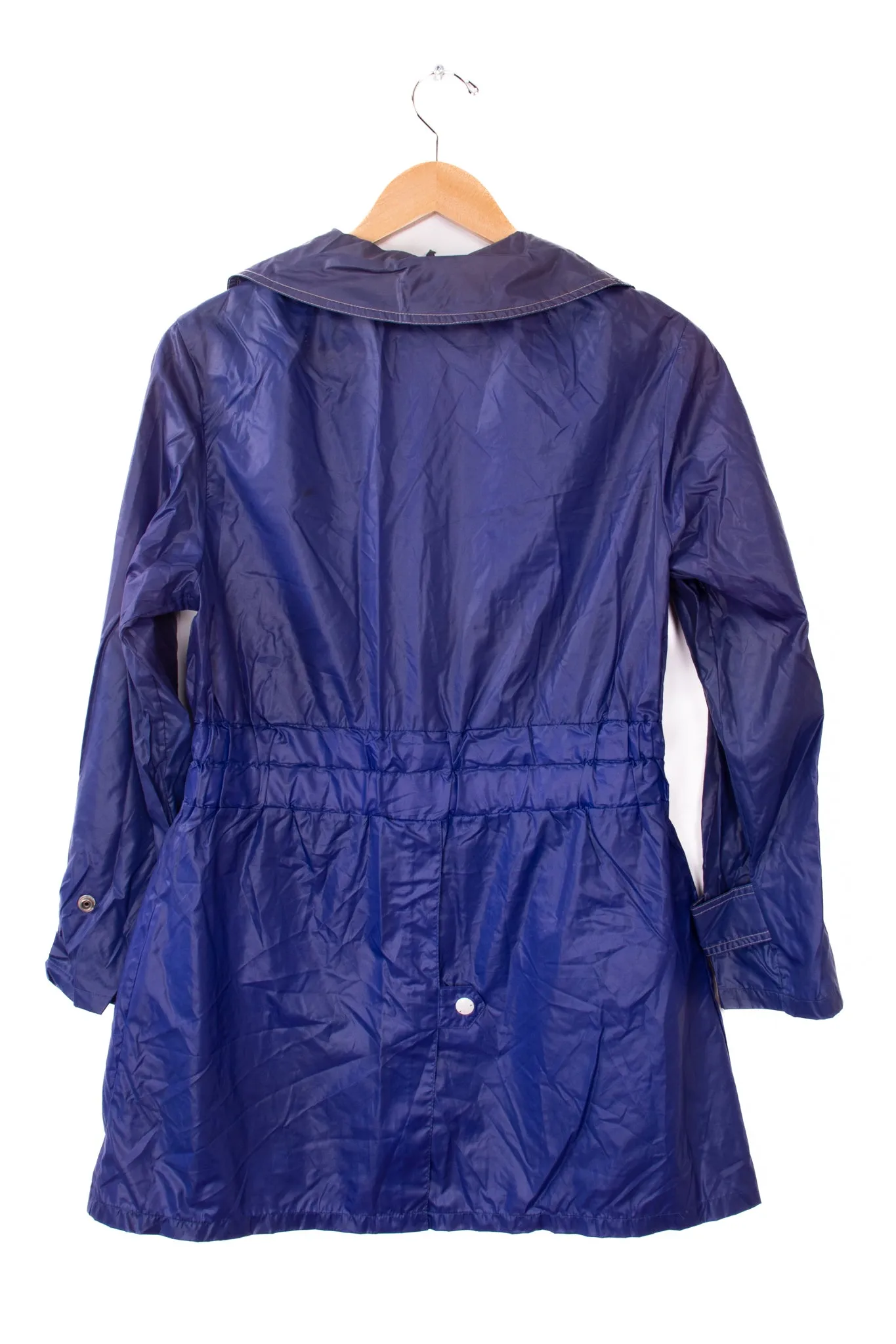 80s-90s Pirates Cove Dark Blue Nylon Long Rain Coat