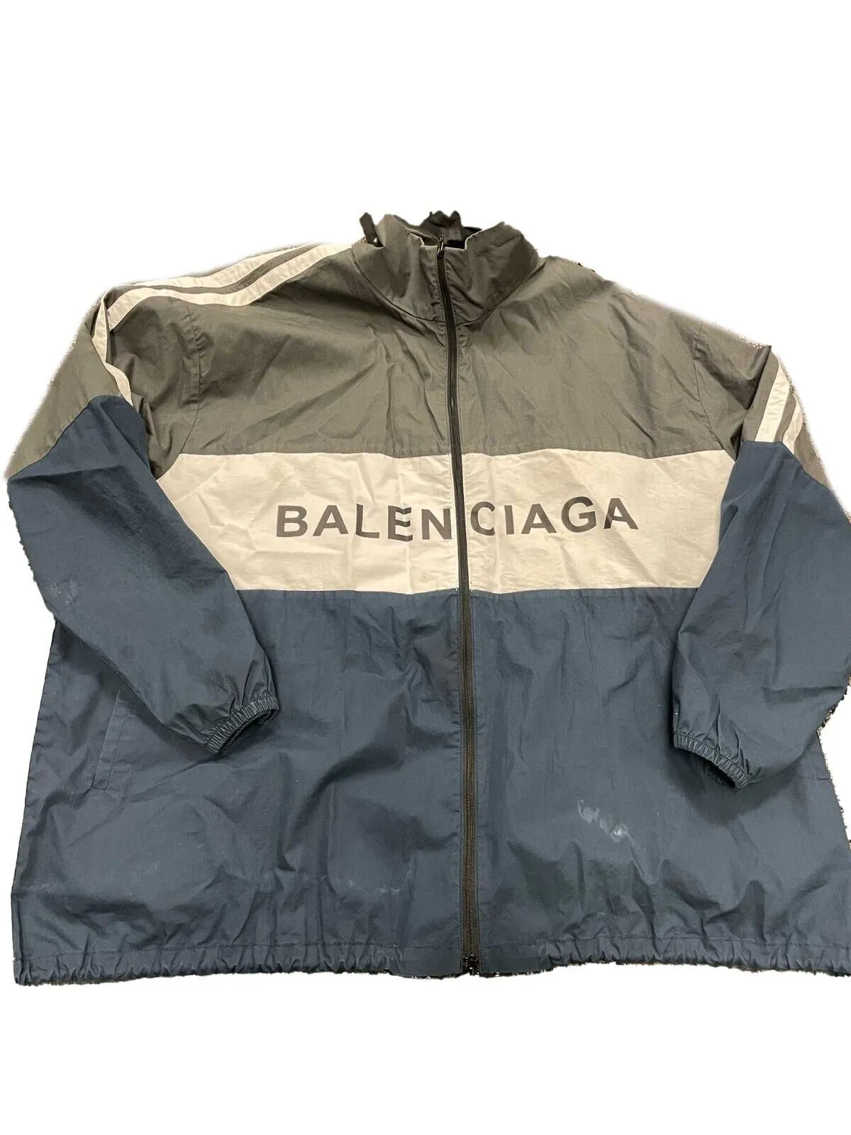 Balenciaga - Oversized Logo Track Jacket - Grey and Blue - 38 US 8