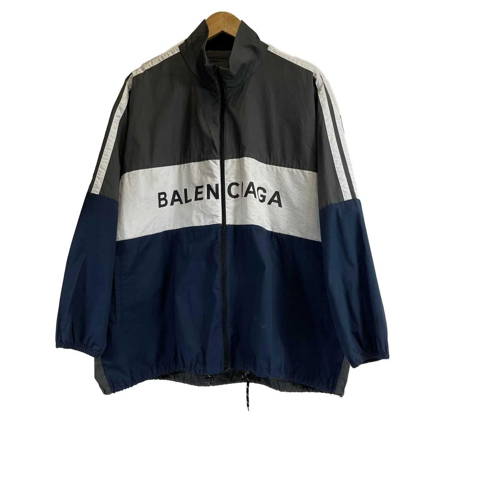 Balenciaga - Oversized Logo Track Jacket - Grey and Blue - 38 US 8