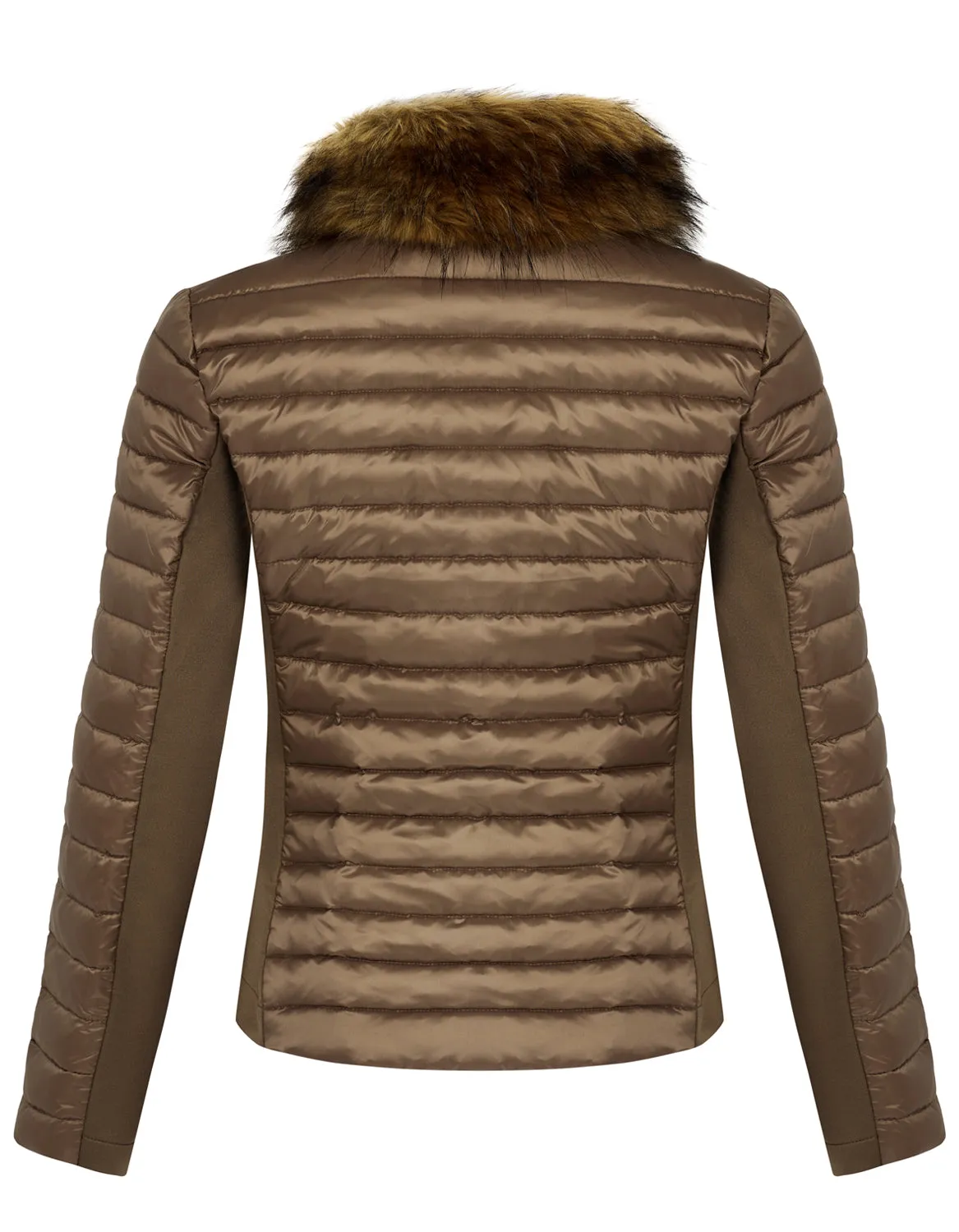 Bronze Puffer Jacket - Luxe Faux Fur Collar - 60% OFF