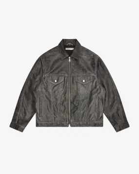 CB CRACKED LEATHER TRUCKER