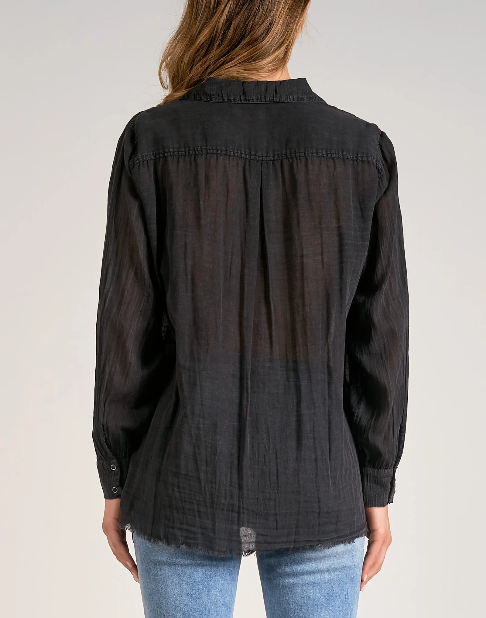 Elan Collared Gauze Top