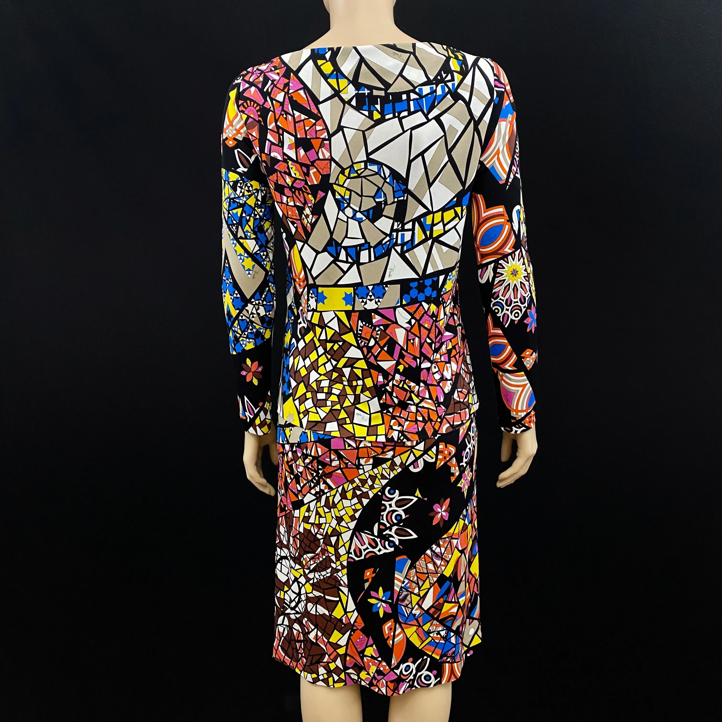 Emilio Pucci 2PC Star Print Silk Skirt 44|10 Long Sleeve Top 42|8