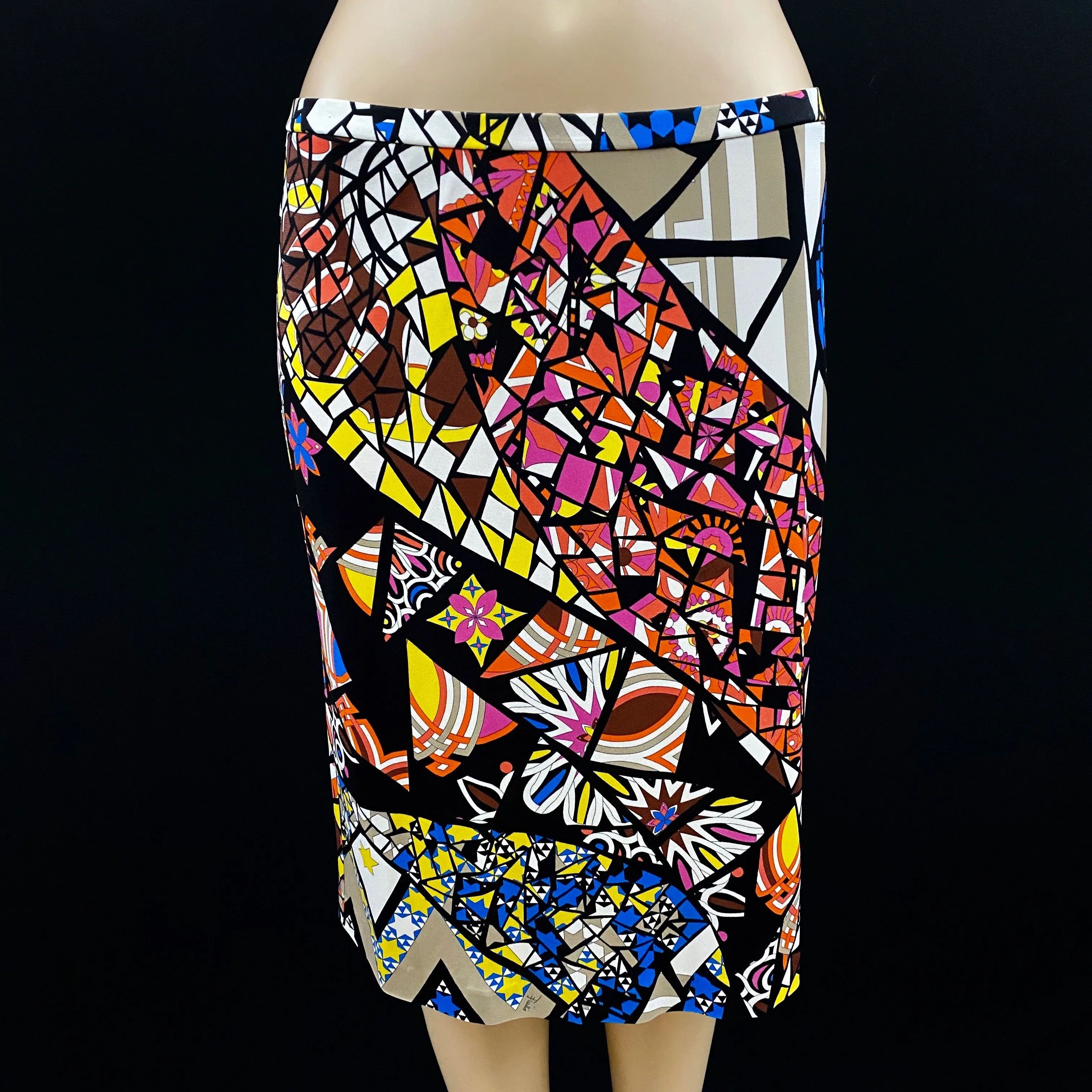 Emilio Pucci 2PC Star Print Silk Skirt 44|10 Long Sleeve Top 42|8