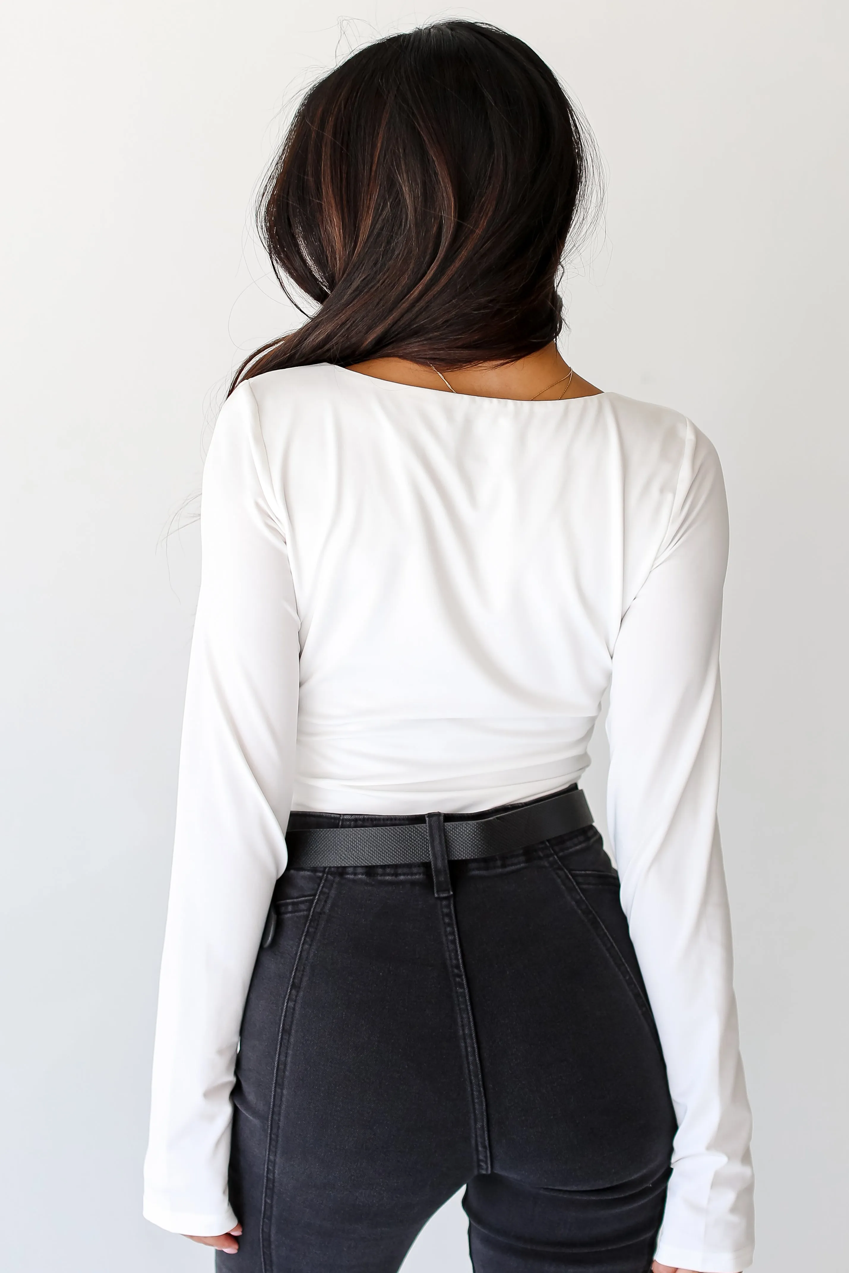 FINAL SALE - Back To The Basics V-Neck Long Sleeve Bodysuit