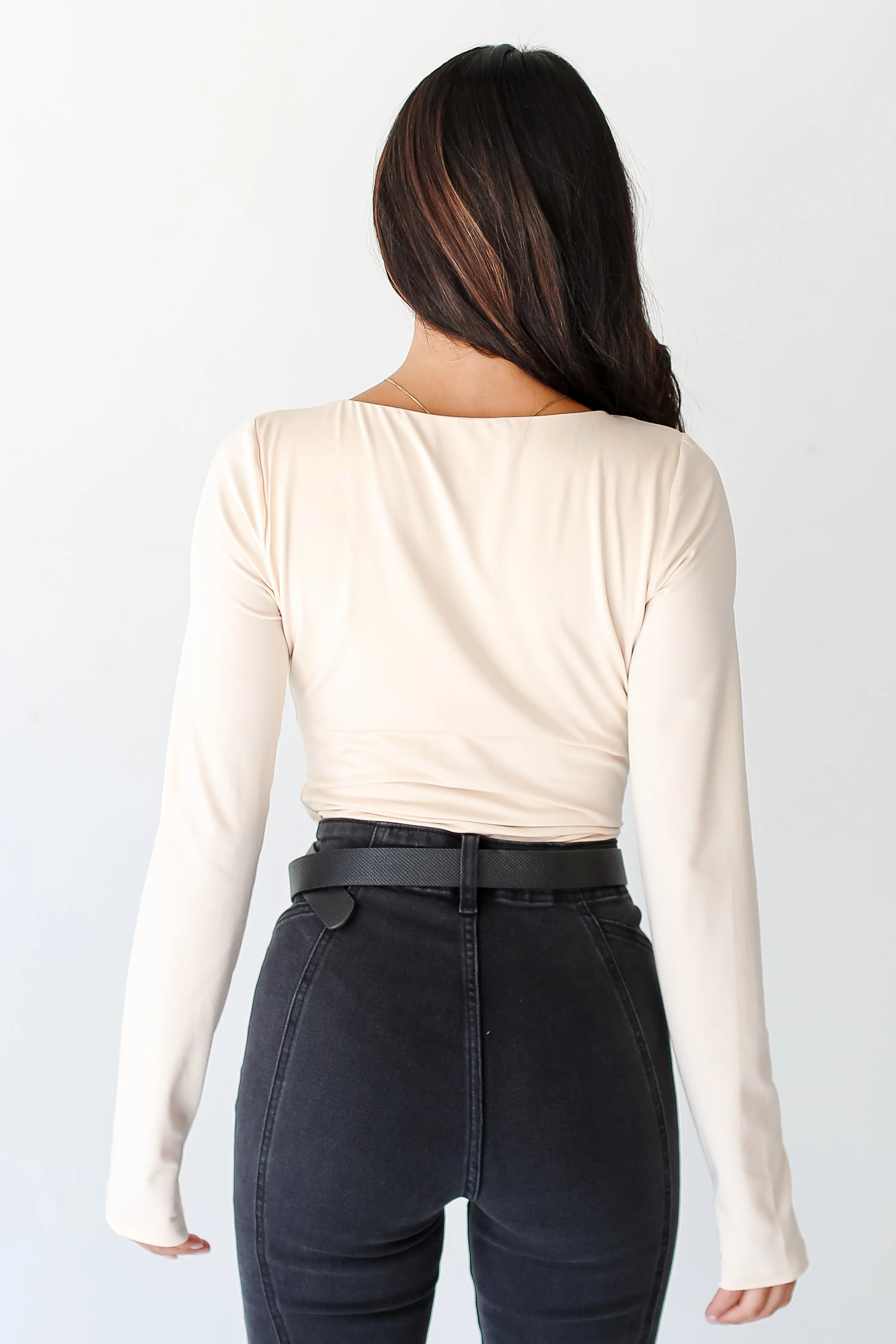 FINAL SALE - Back To The Basics V-Neck Long Sleeve Bodysuit