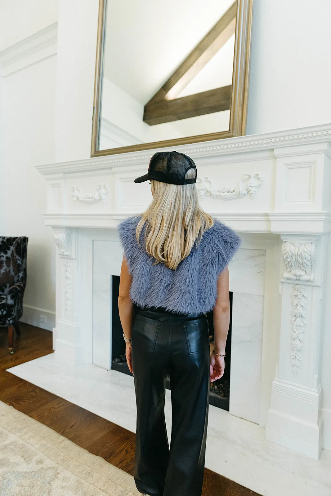 Foxy Fur Vest - Lilac Blue