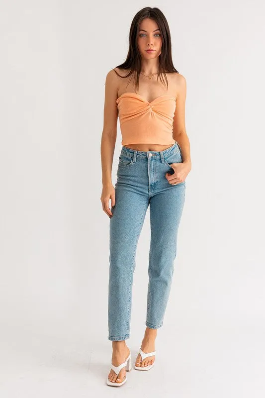 Hit Me On The Top Twist Tube Crop Top