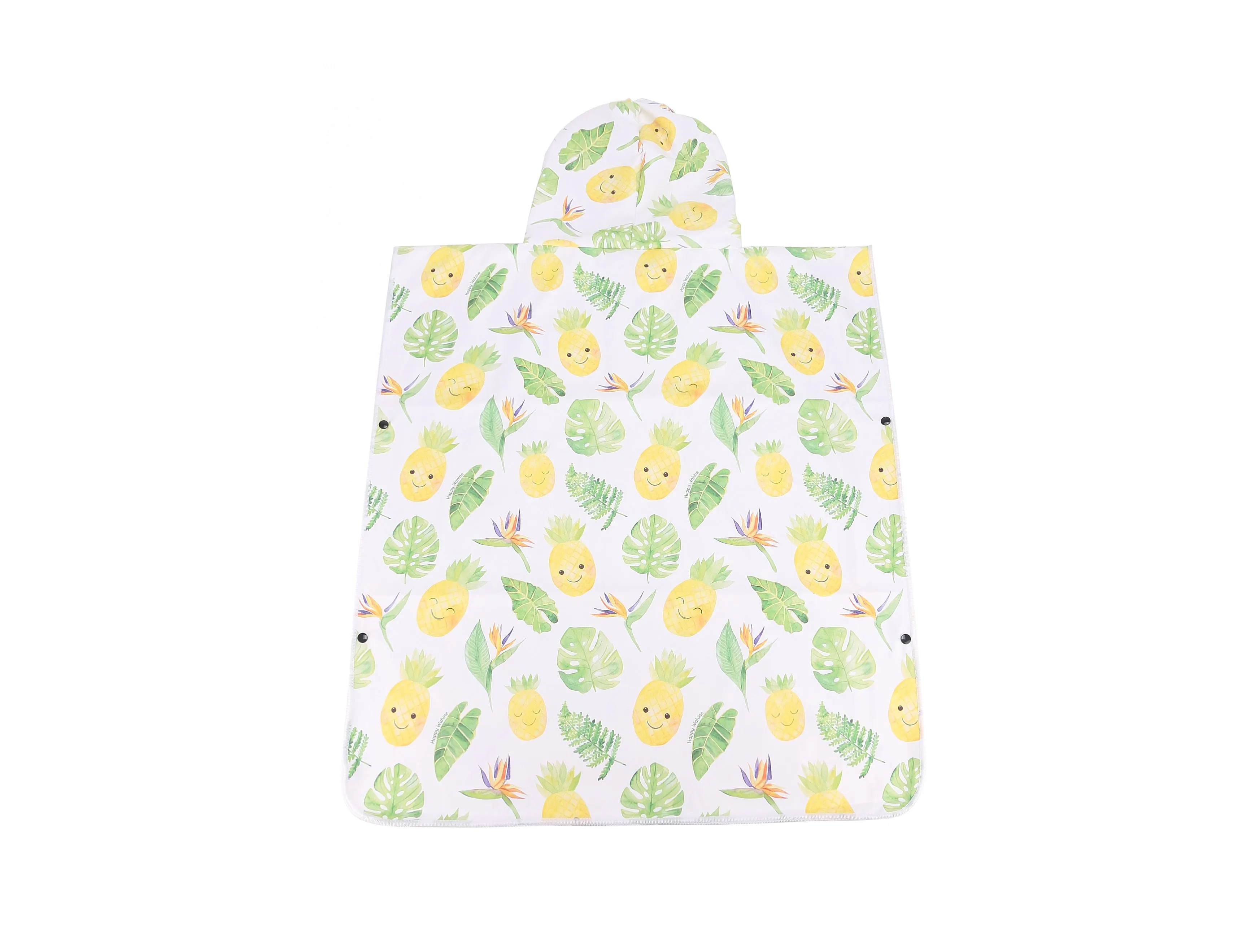 Hooded Beach Towel Poncho Teenager Monstera Pineapple White