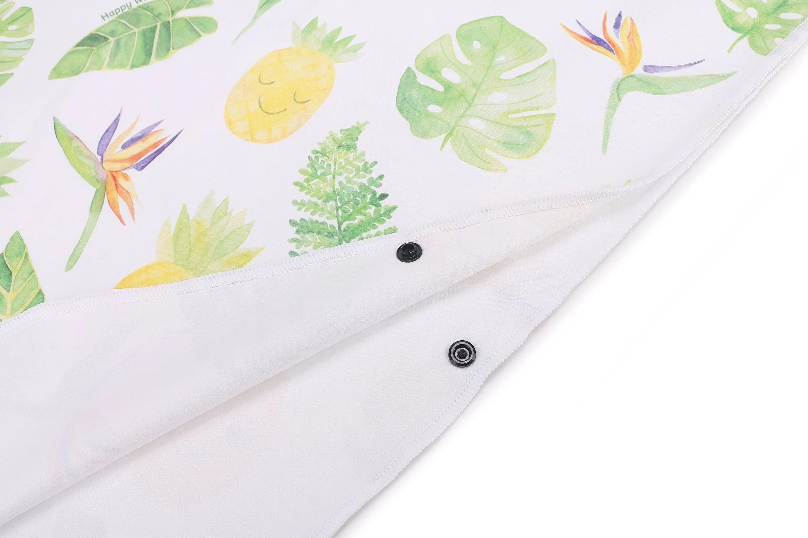 Hooded Beach Towel Poncho Teenager Monstera Pineapple White