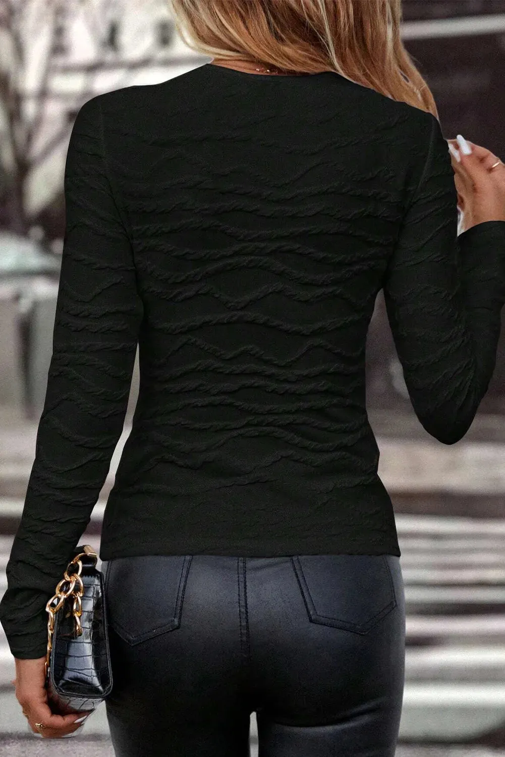 Just BE. SYN Textured Long Sleeve Blouse