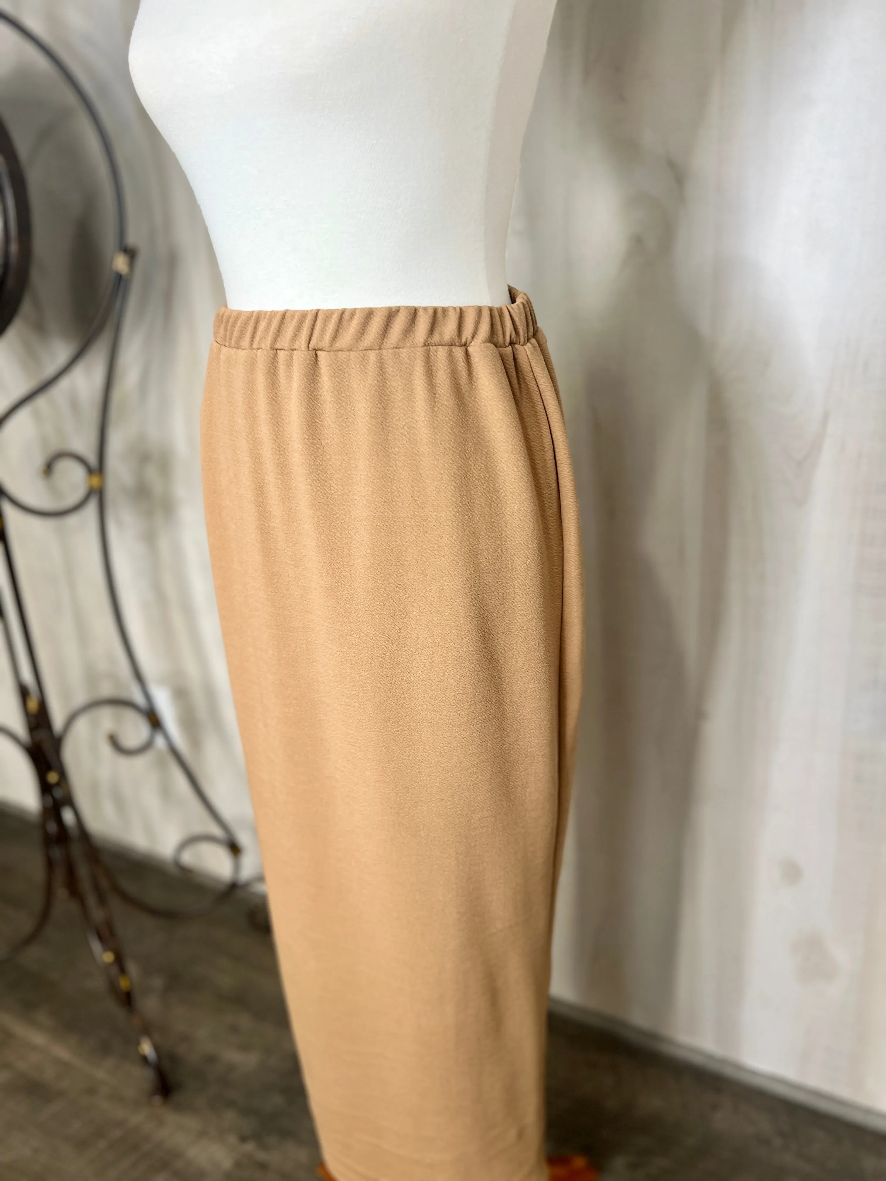 Laura Ann Tan Pencil Skirt-Textured (Regular & Plus)