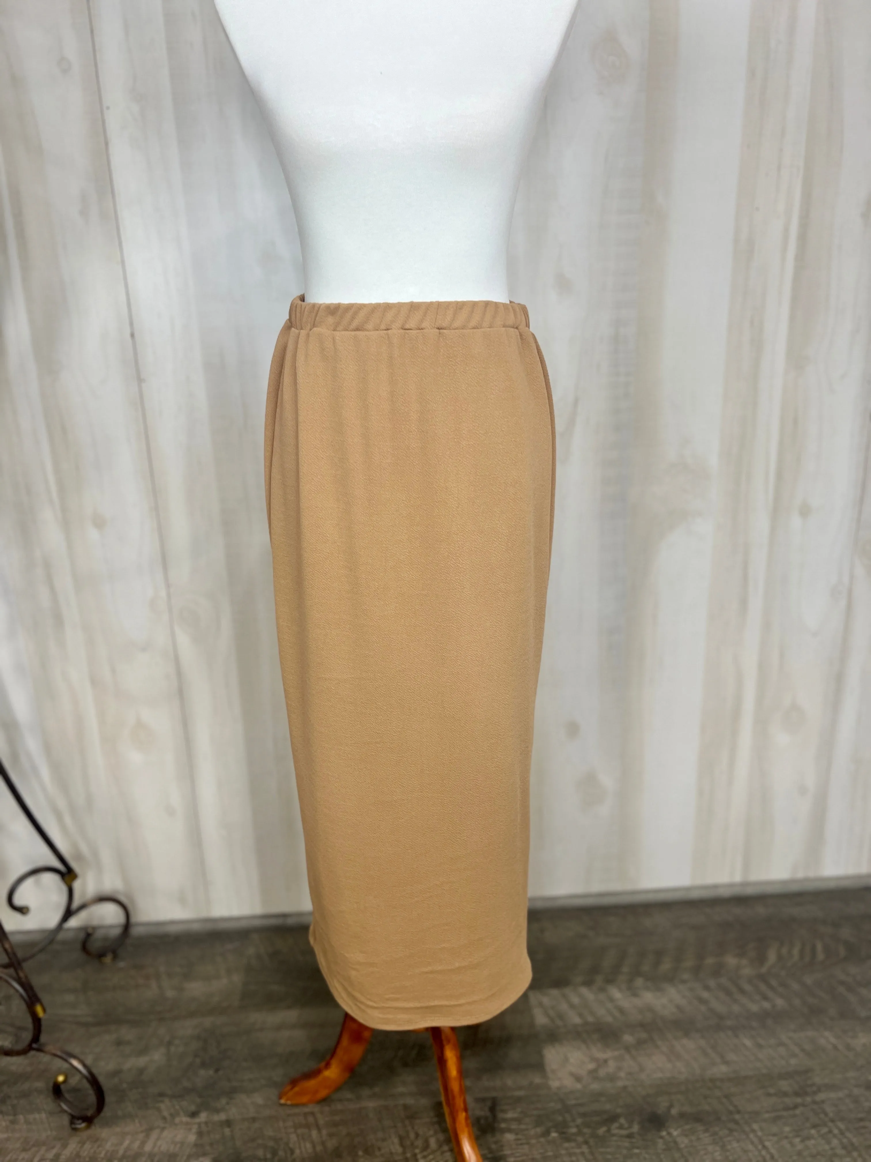 Laura Ann Tan Pencil Skirt-Textured (Regular & Plus)