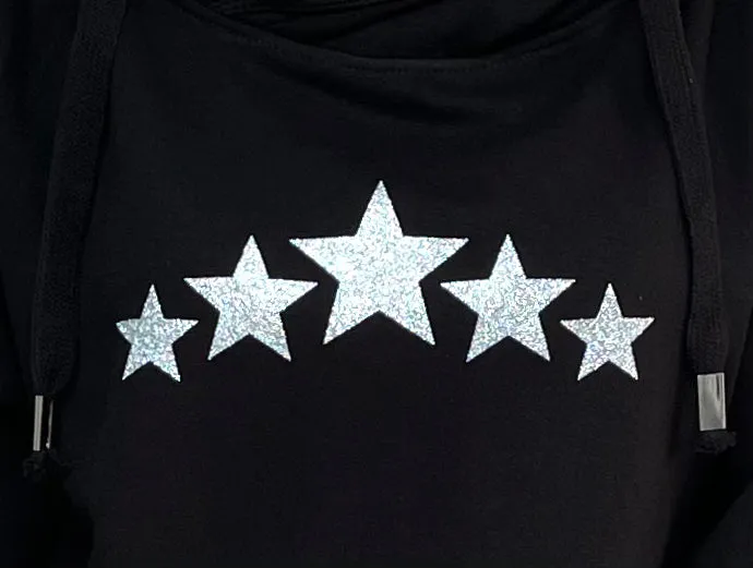 Multi Glitter Star Sweatshirt - Black