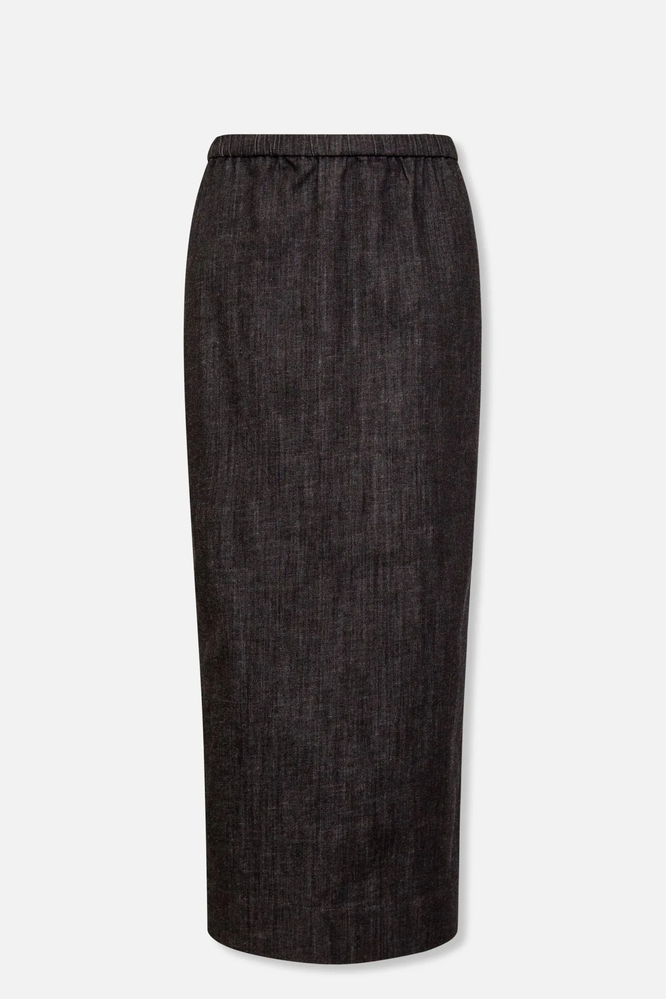 PISA LONG KICK PLEAT SKIRT IN STRETCH DENIM