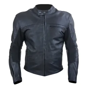 "The Real Racer" Black Premium Leather Armored Motorcycle Jacket