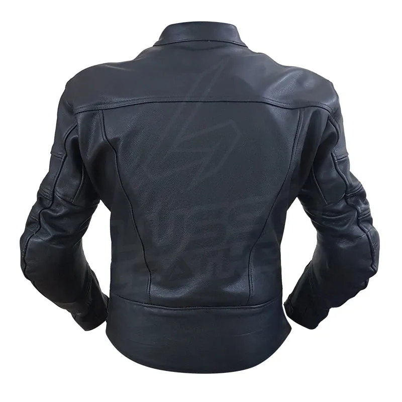 "The Real Racer" Black Premium Leather Armored Motorcycle Jacket