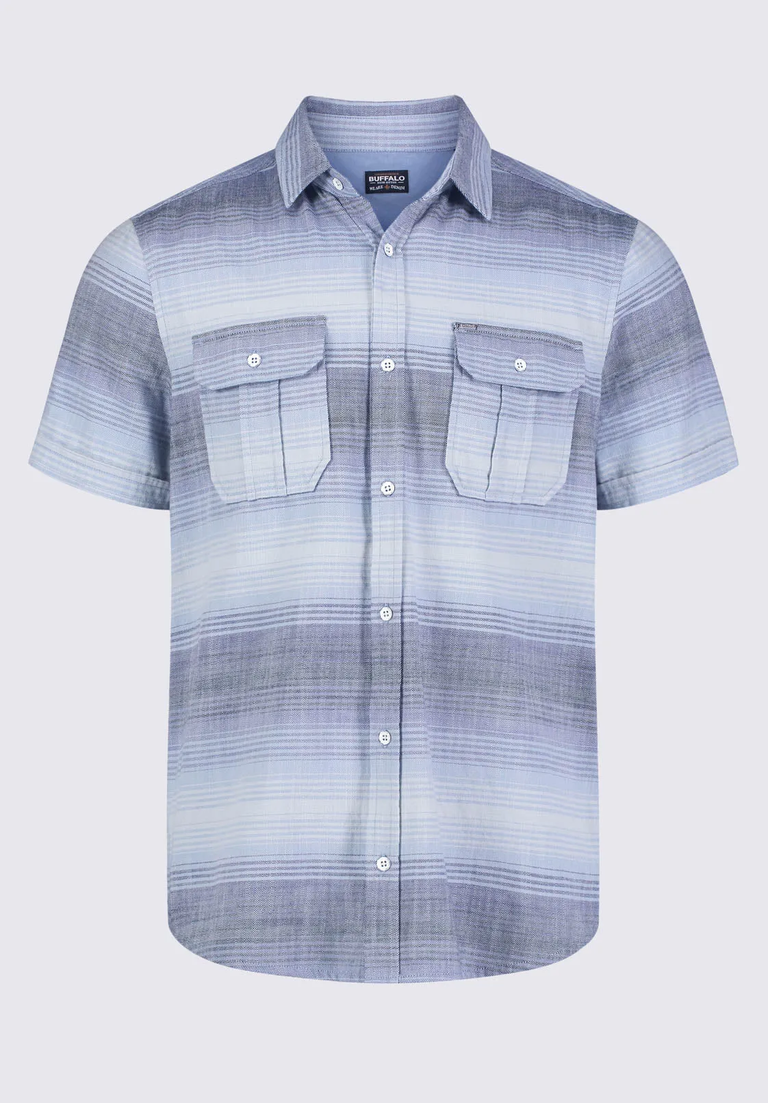 Siboa Men's Short-Sleeve Striped Shirt in Mirage Blue & Grey - BM24303