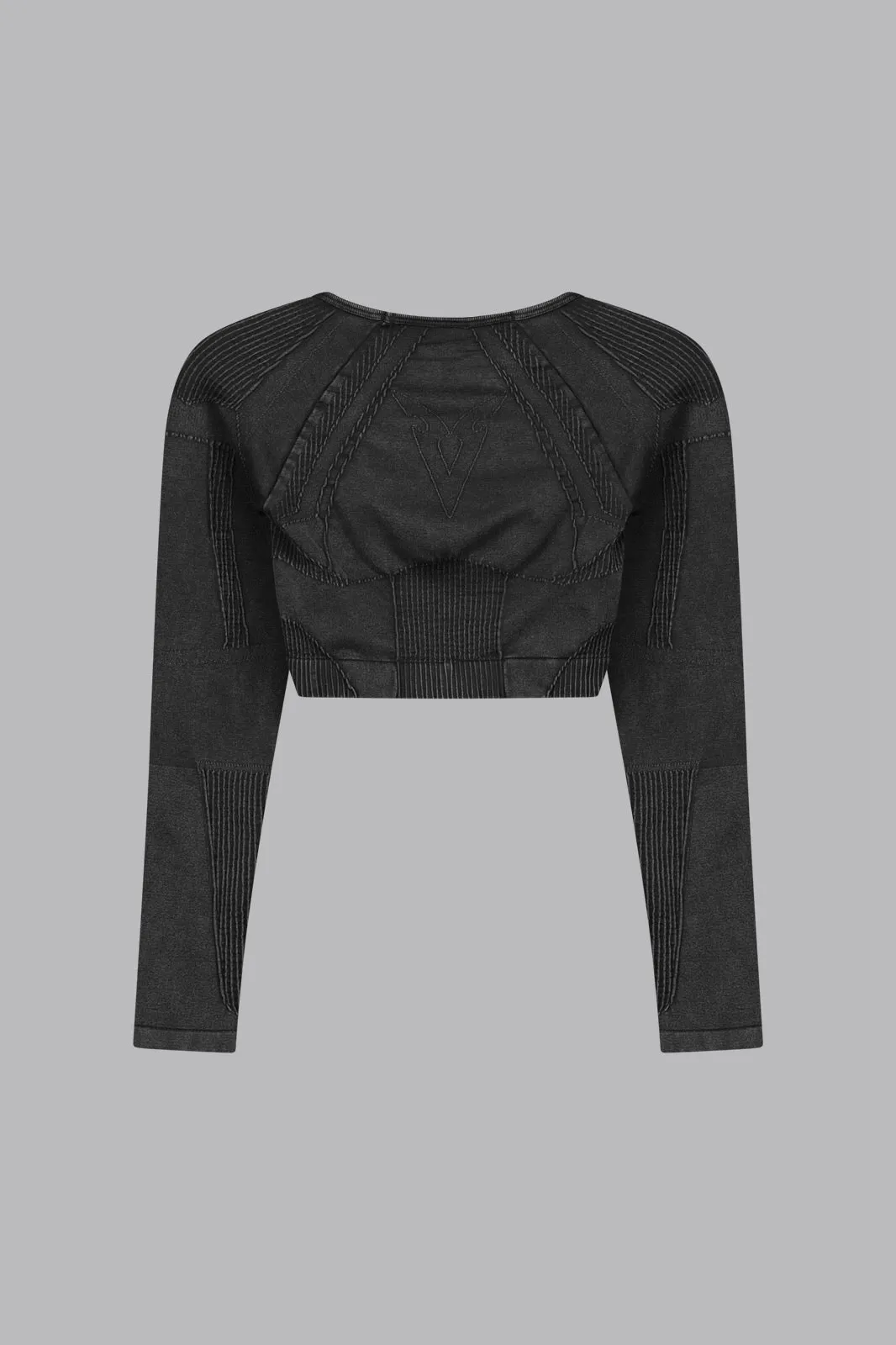 V_FADE CROPPED LONG SLEEVE TOP - Black Vintage