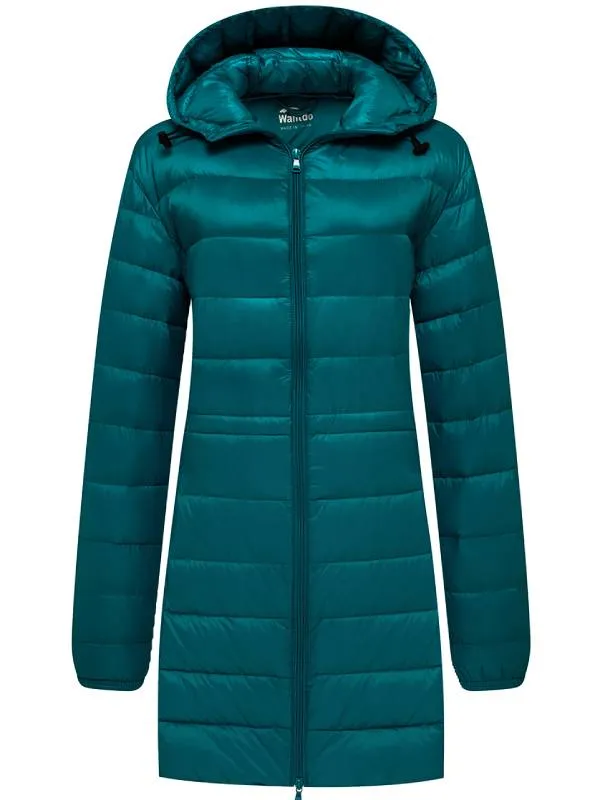 Women's Long Puffer Coat Lightweight Packable Down Jacket With Hood ThermoLite Long