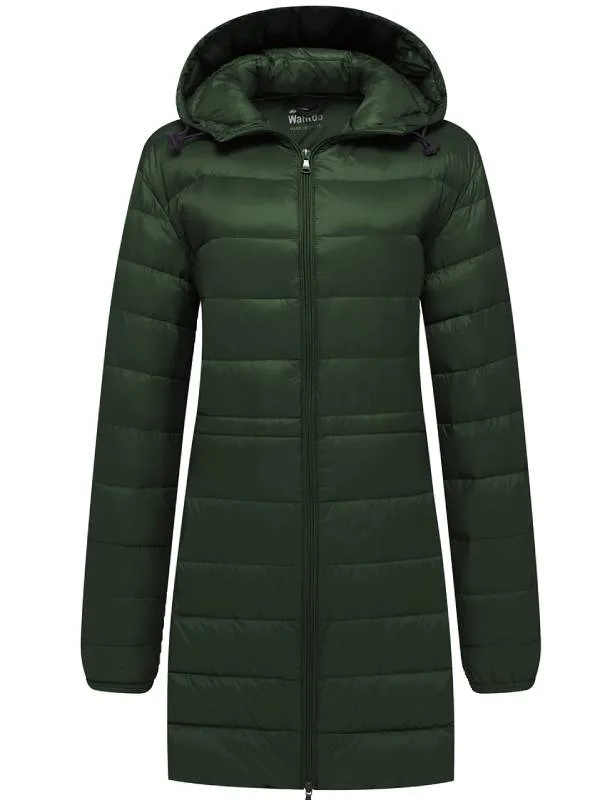 Women's Long Puffer Coat Lightweight Packable Down Jacket With Hood ThermoLite Long